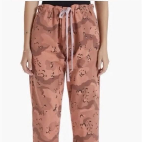 MOTHER Pants - Free People Mother The Catch All Ankle Pants Mushroom Camo Print Coral Black